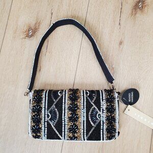 Viral Made in India Beaded Bag Black White Tribal Handmade Abstract Purse READ